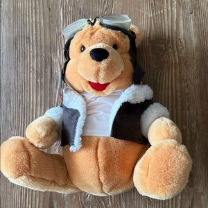 Disney Store plush Pilot pooh stuffed animal Winnie The Pooh Airline aviator 12”